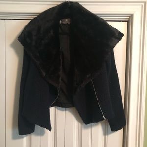 Fur lined moto-inspired jacket.